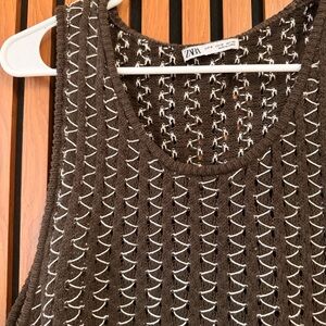 Zara Chocolate and Cream Knit Tank